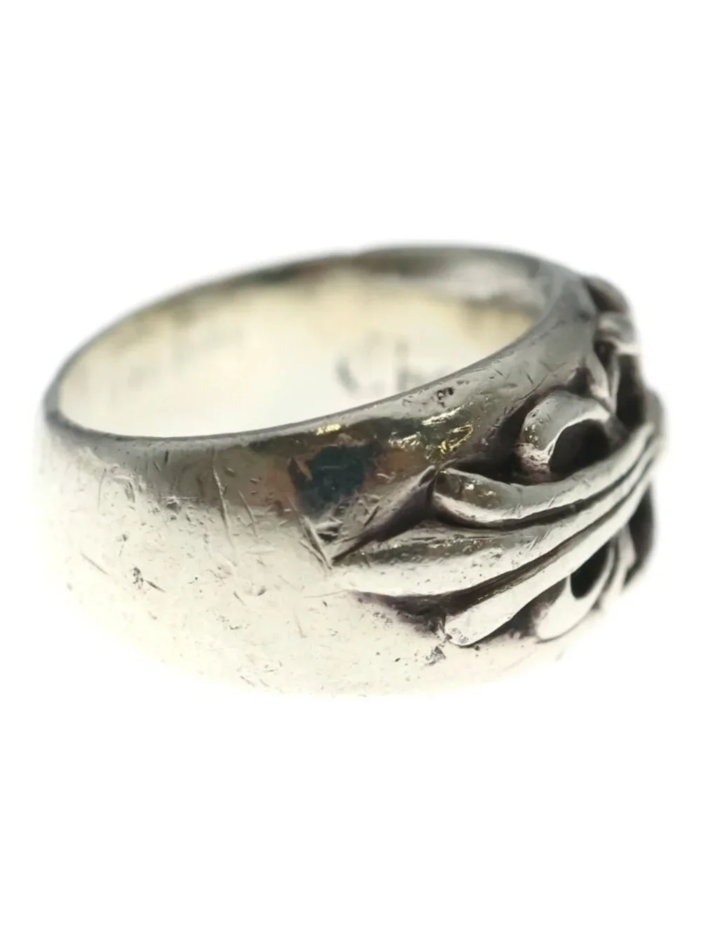 Chrome Hearts Flrl Crs Floral Cross Ring Silver